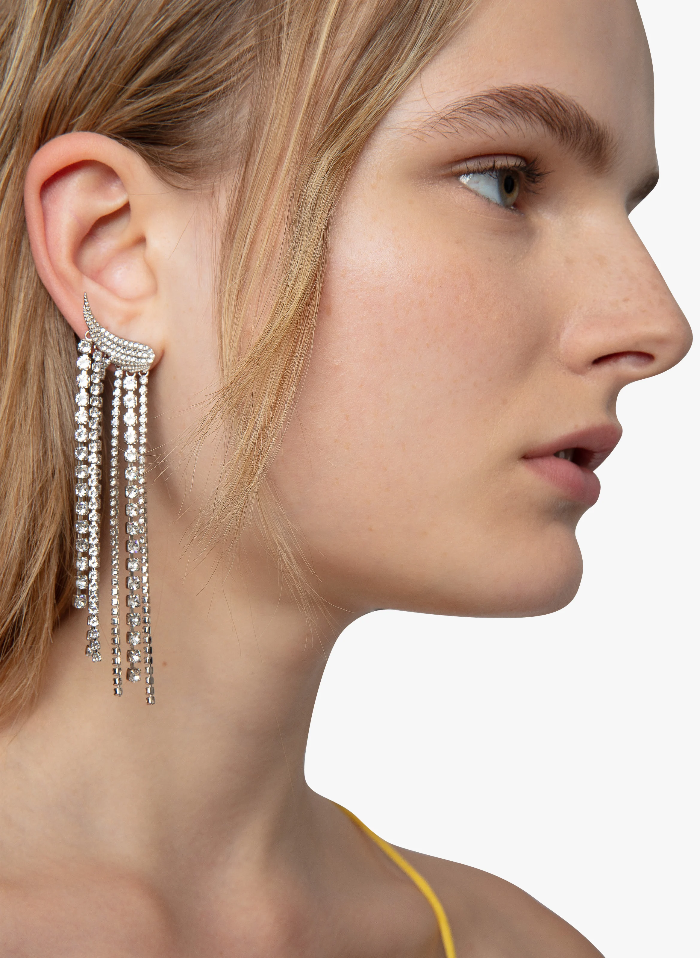ROCK - Boucles d'oreilles pendantes à strass | Gris