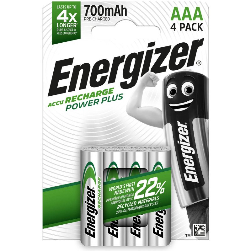 Energizer rechargeables - Pack de 4 accus AAA/HR03 1,2 V