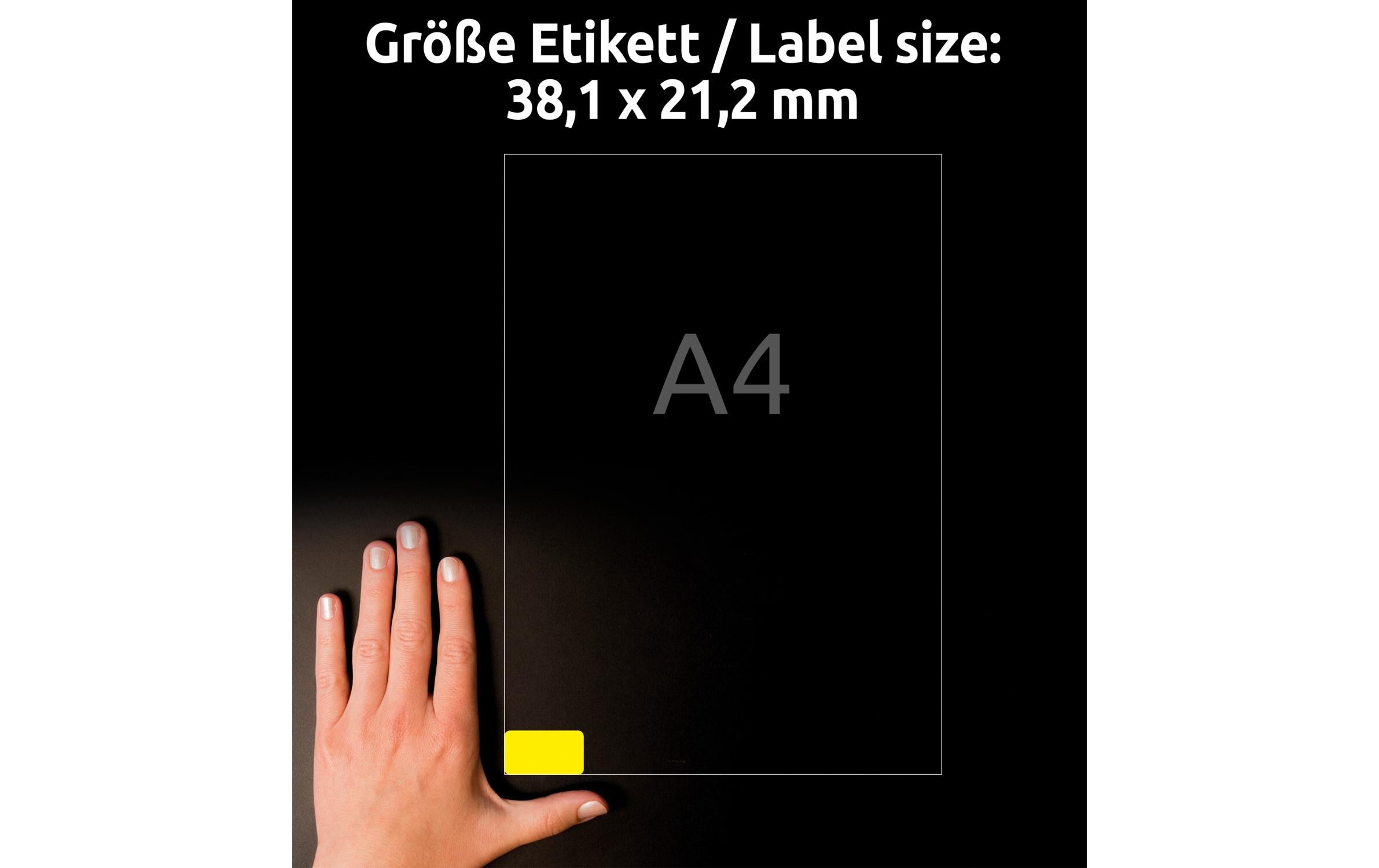 Vielzweck-Etiketten 38.1 x 21.2 mm, 25 Blatt, NeongelbGelbe Neon-Etiketten