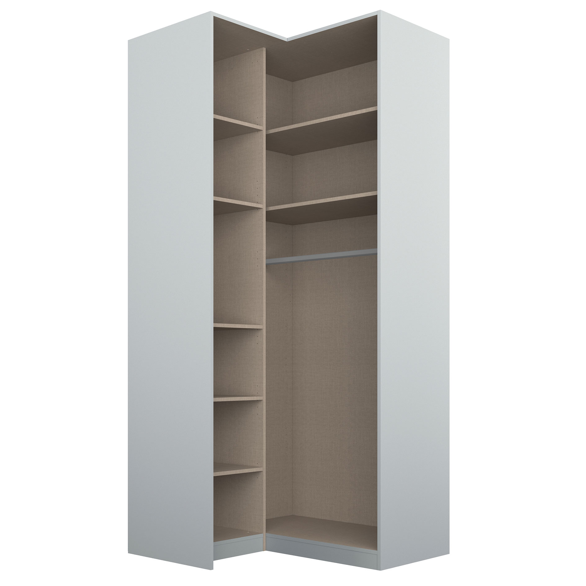 Drehtüren-Eckschrank - seidengrau - 2-türig - 100x229 cm