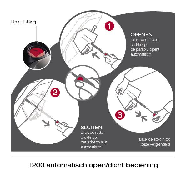 Knirps T200 Comfortabele Auto Open-Dicht Paraplu Red