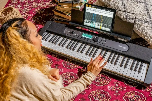 Casio LK-S450, Digital synthesizer, Kor, Flanger/Digital signalbehandling (DSP), Efterklang, 5 W, Sort, LCD, Vekselstrøm, Batteri
