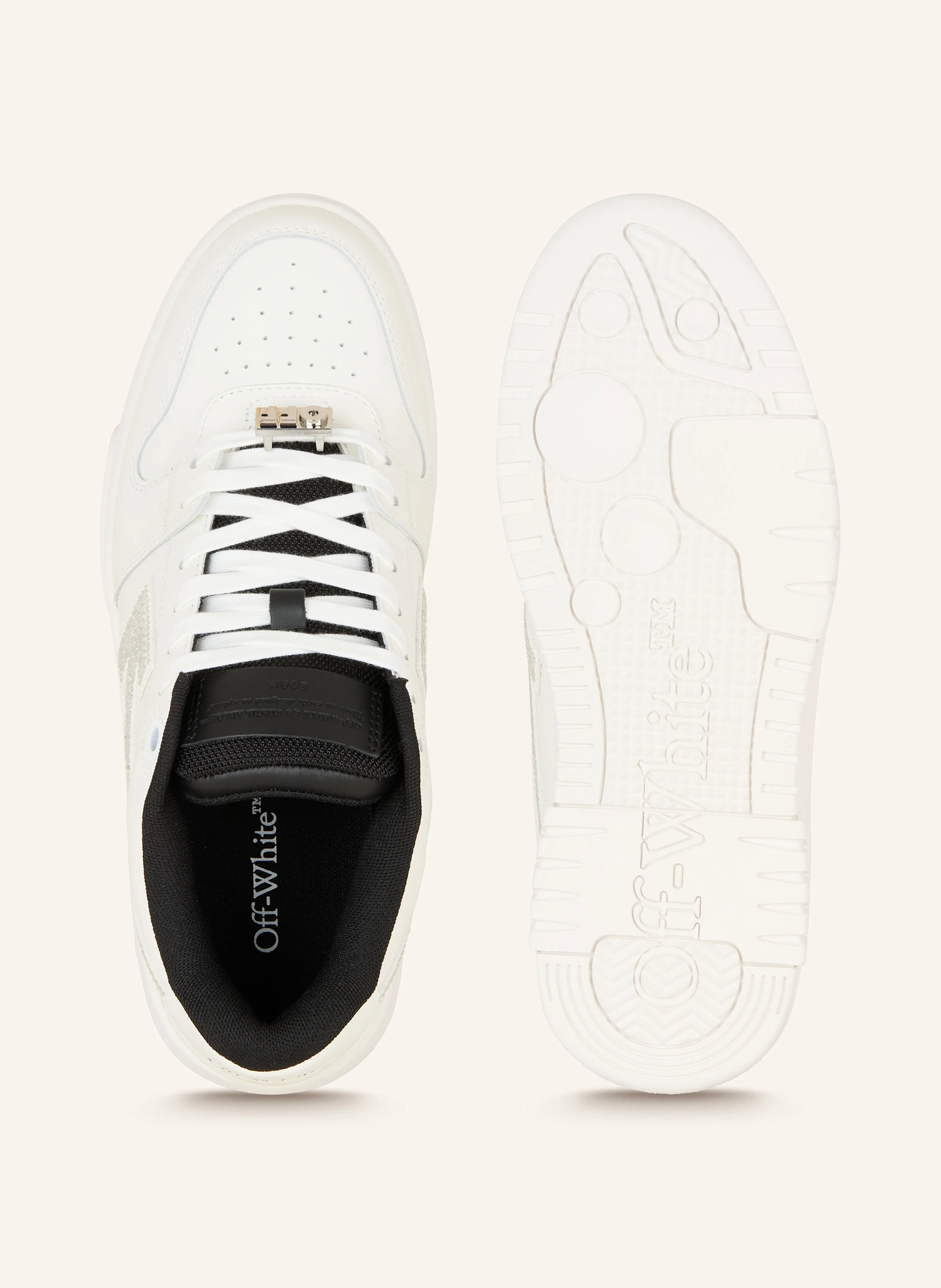 Off-White Sneaker mit Schmucksteinen