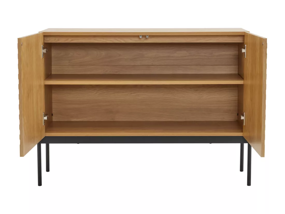 Buffet avec 2 portes et pieds en métal, buffet design linéaire 100*40*70cm VAIKNELS