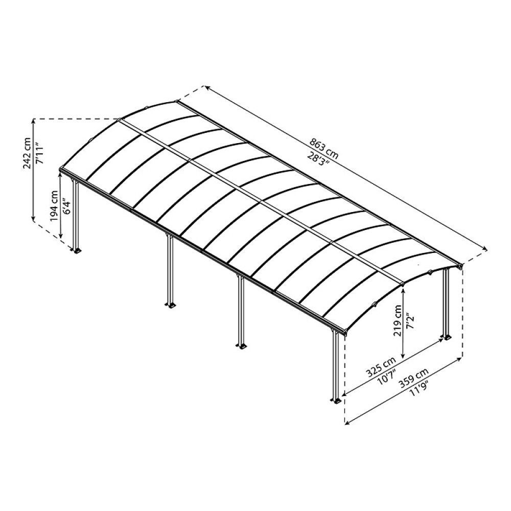 CARPORT CANOPIA ARCADIA 25,2M² BRONSE/GRÅ