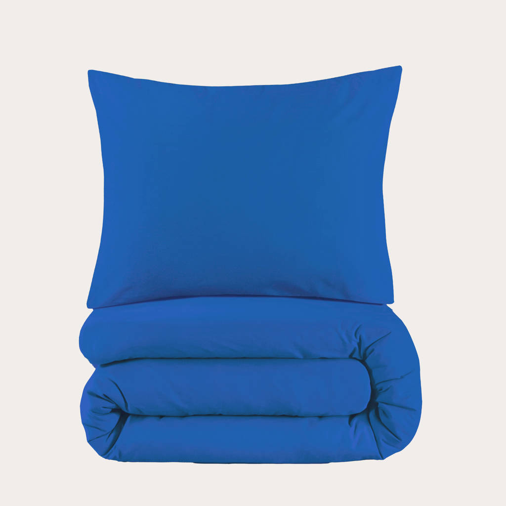 katoenen dekbedovertrek 1-persoons blauw (140x220 cm)