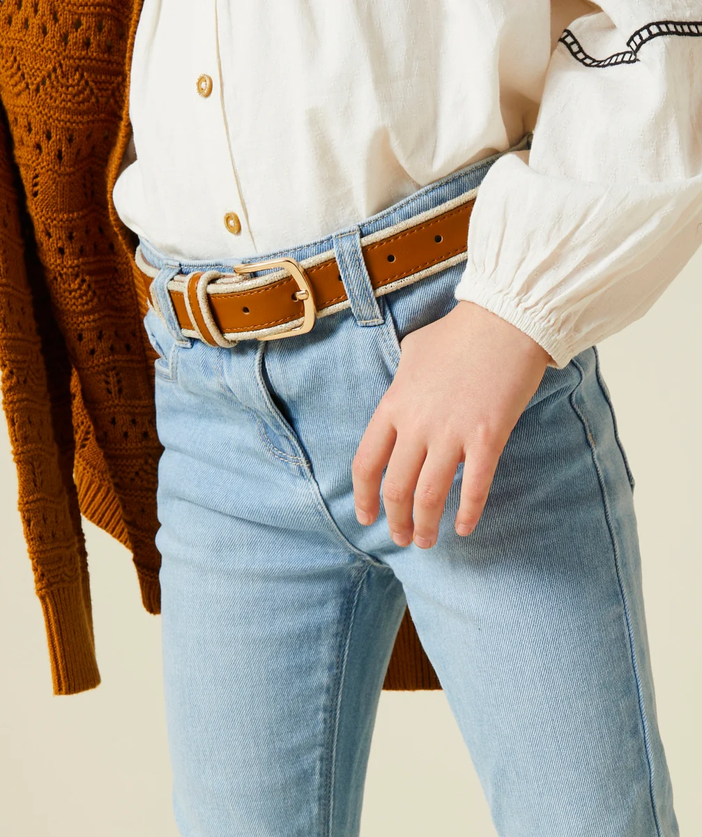 CEINTURE FILLE EN FIBRES RECYCLÉES MARRON ET DÉTAILS PAILLETÉS
