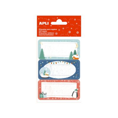 Apli kids - 9 étiquettes cadeau - 73 x 35 mm - sapin de Noël