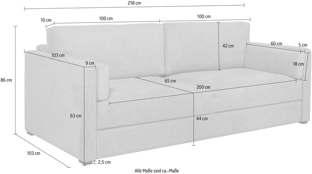 Home affaire Schlafsofa »Calrence« mit aufklappbarer Bettfunktion, zwei Armlehnvarianten in der Serie