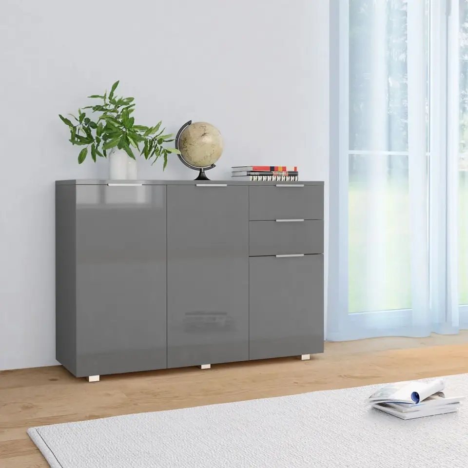 vidaXL - Dressoir - Grijs - Bewerkt hout