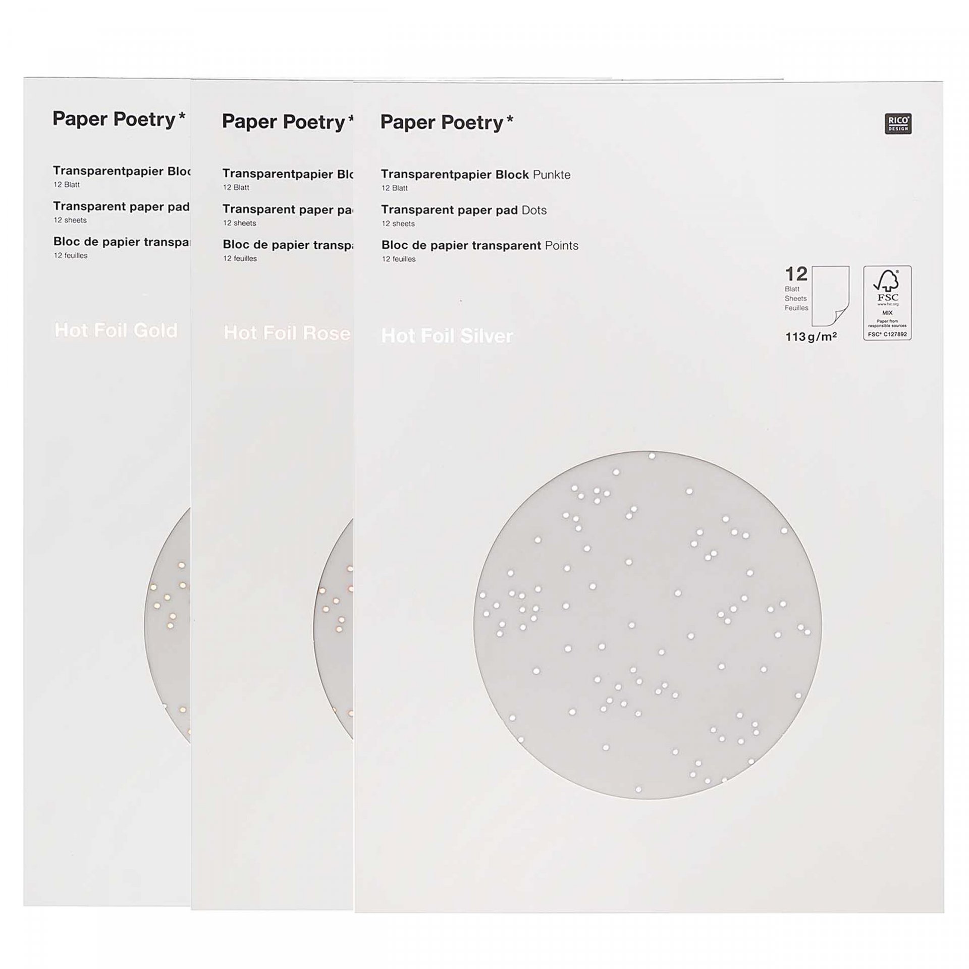 Transparentpapier Block, Punkte