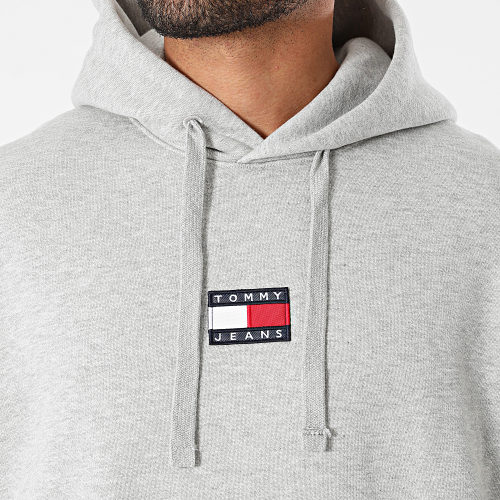 Sweat Capuche Tommy Badge 0904 Gris Chiné