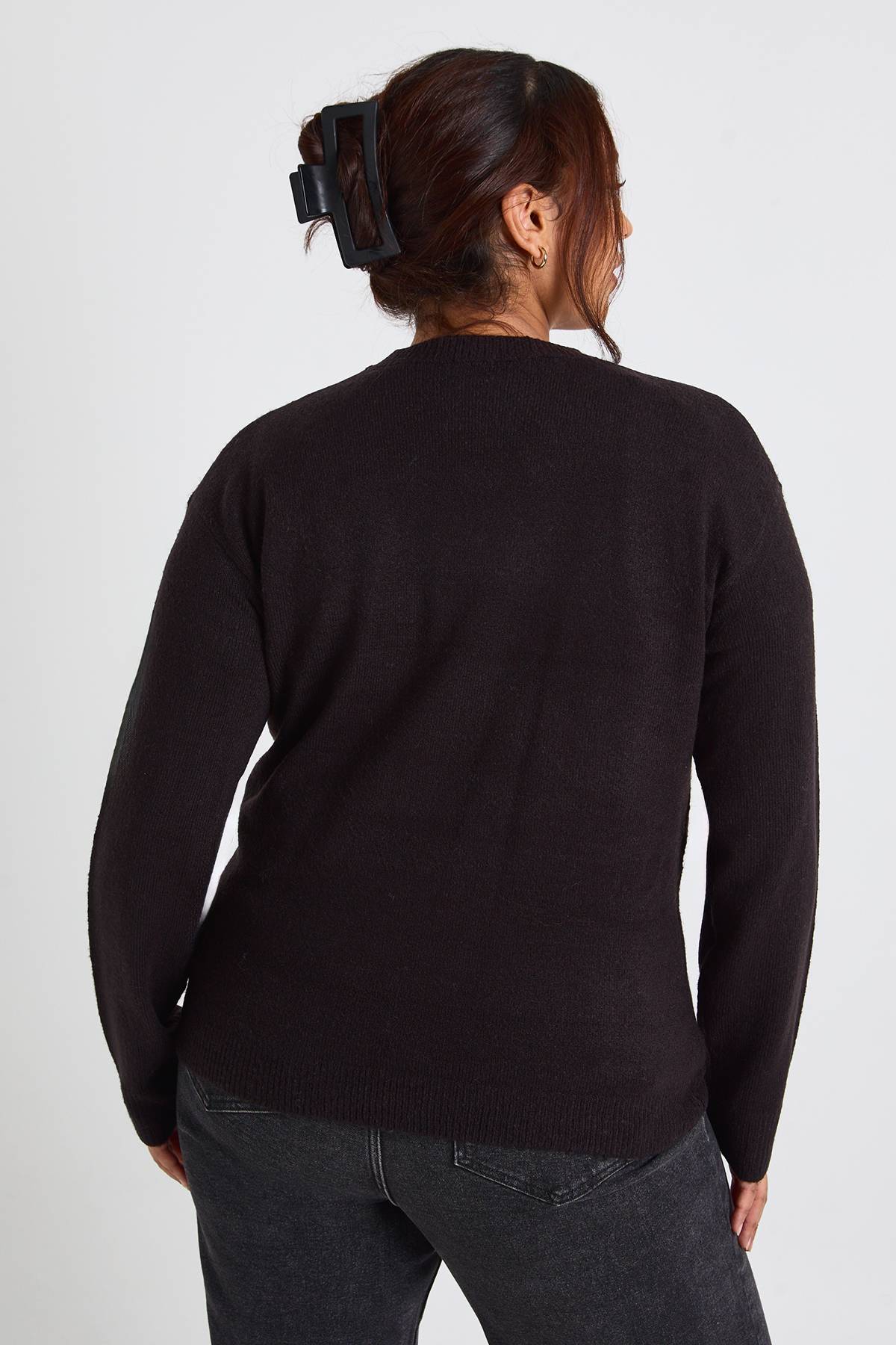boohoo Pull à col rond en maille et ensemble pantalon à jambes larges Plus
