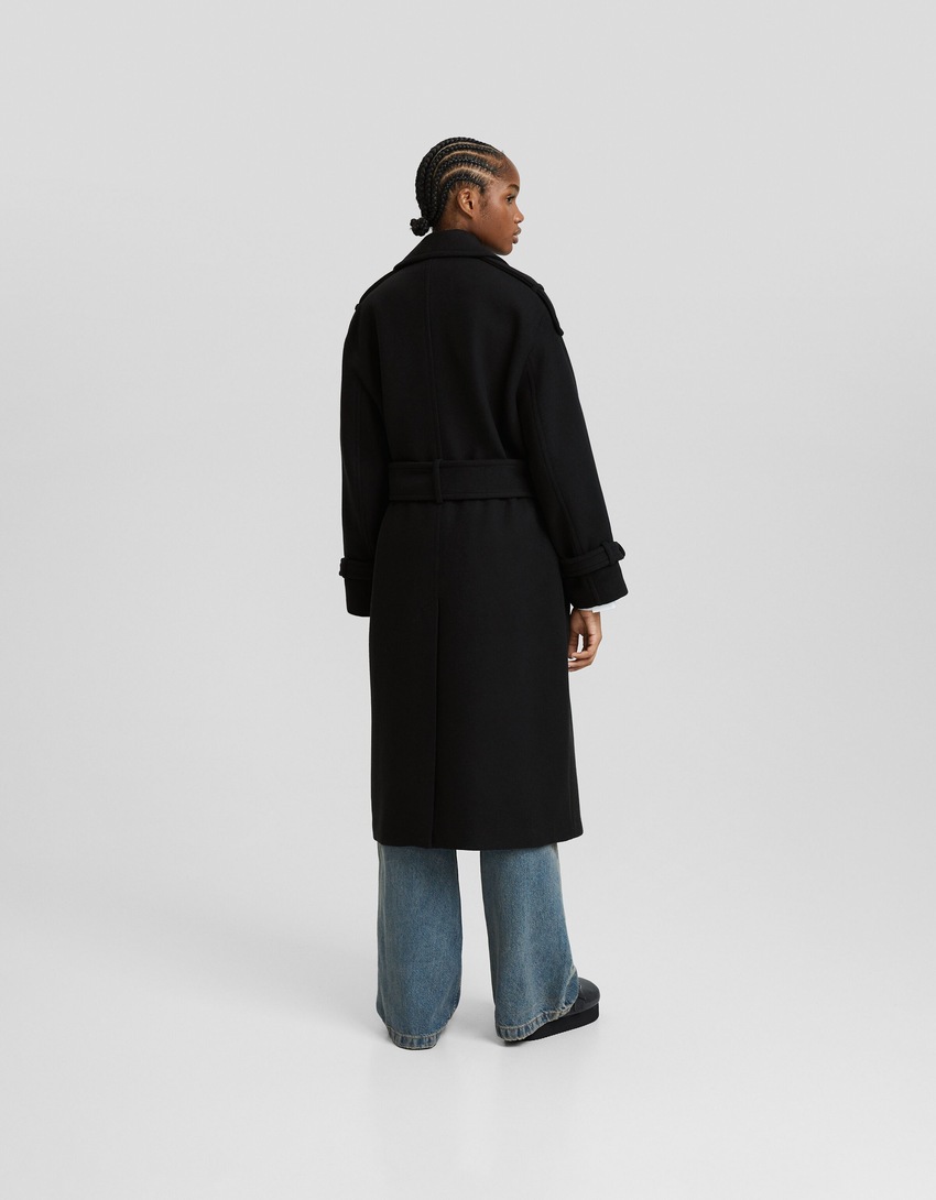Trench coat em mistura de lã