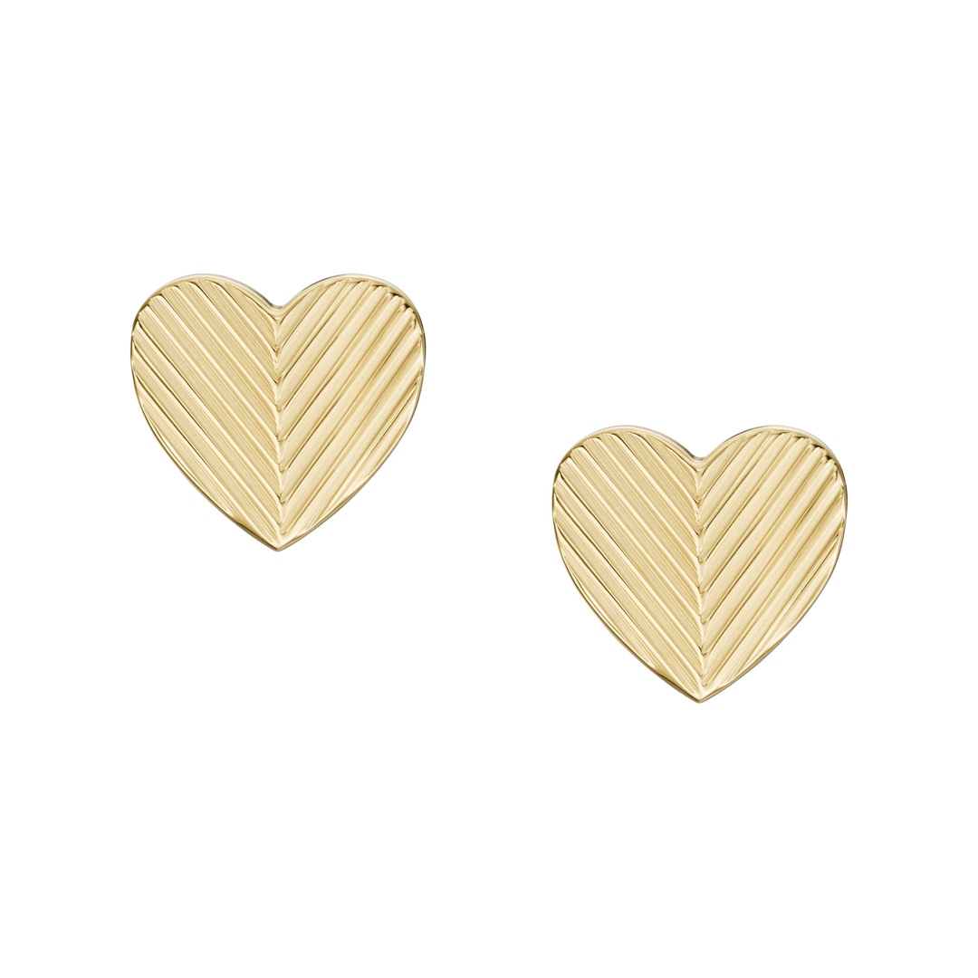 Fossil Ohrstecker Harlow Linear Texture Heart goldfarben