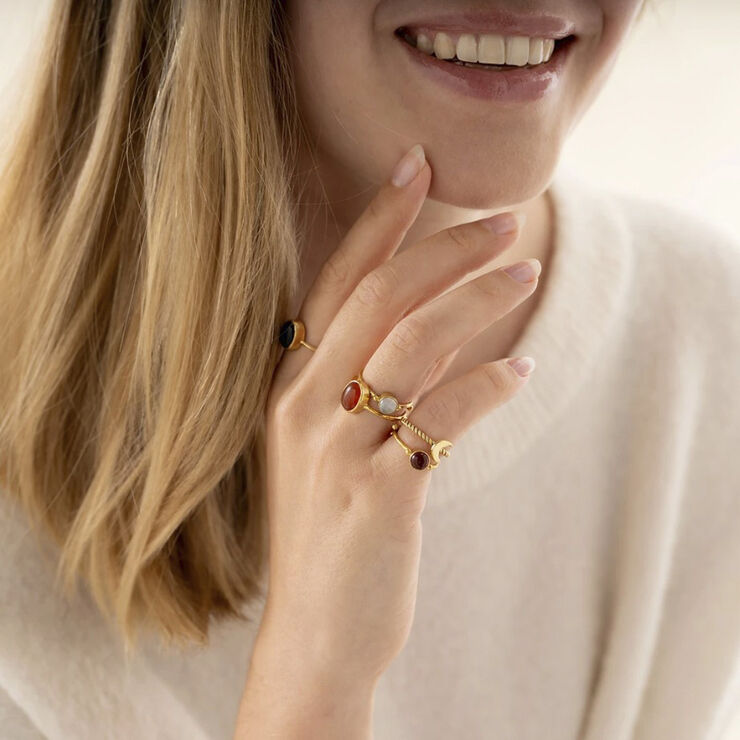 A Beautiful Story Visionary Black Onyx Ring GP Gold