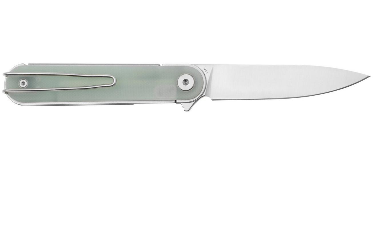 Real Steel Iris Flipper 8061AN Satin 12C27, Natural G10, zakmes