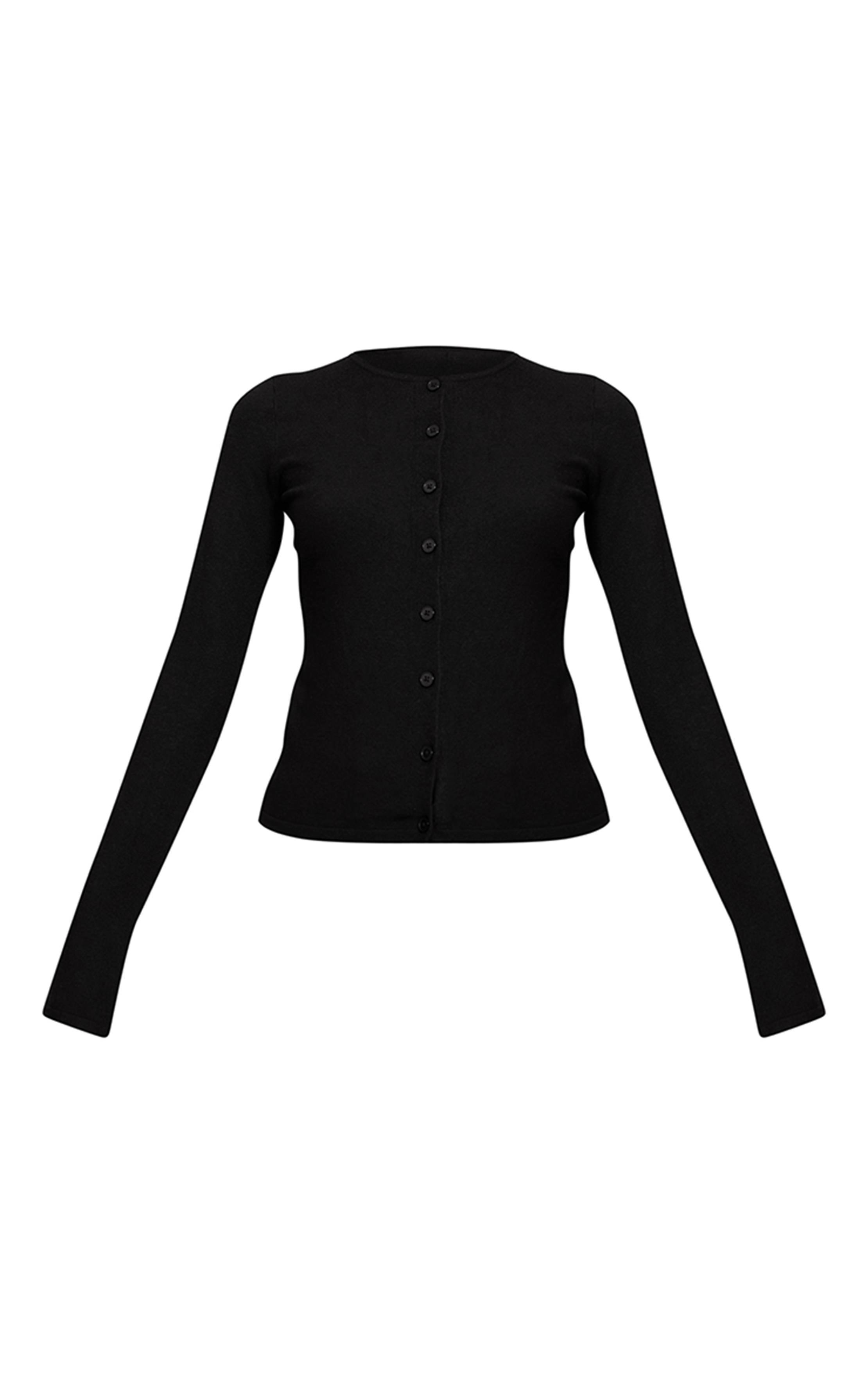 Noir Cardigan En Maille Fine Boutonné