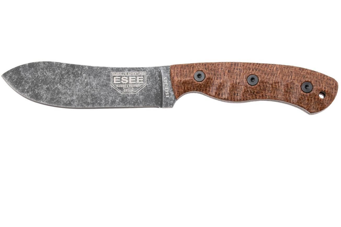 ESEE JG5, ESEE-JG5-BM, 1095 Stonewashed Black Oxide, Brown Burlap Micarta, outdoormes, James Gibson design