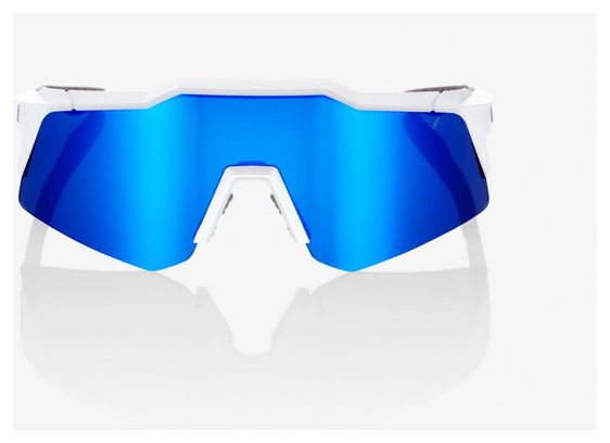 Lunettes 100% Speedcraft SL - Movistar Team Blanc - Verres Hiper Miroir Multicouche Bleu