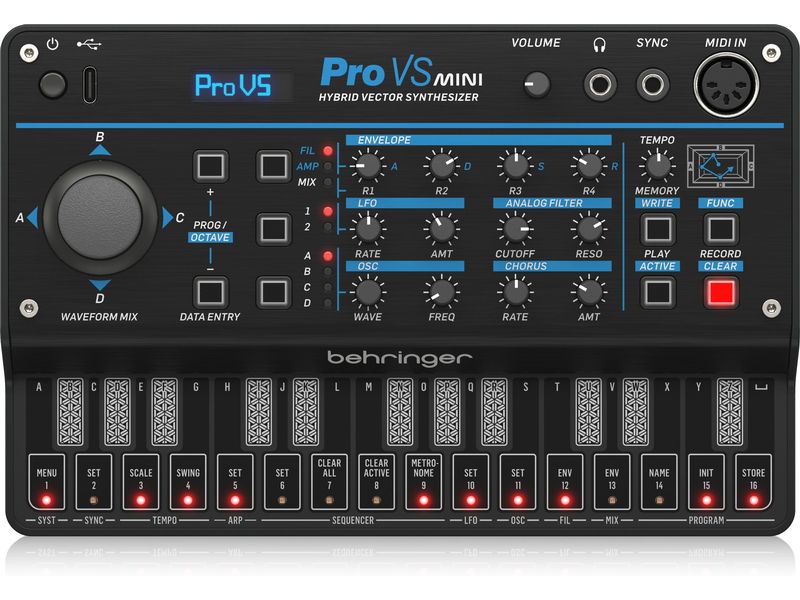 Behringer Synthesizer PRO VS MINI Tragbarer 4-stimmiger Hybrid-Synthesizer