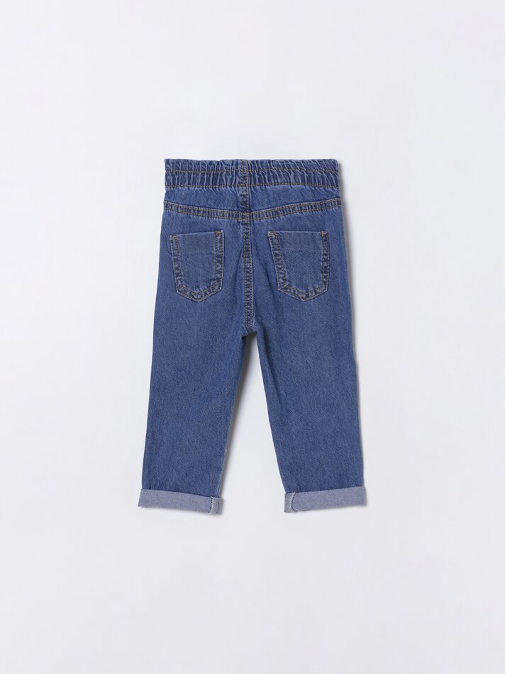 Calça jeans Paperbag - Azul escuro