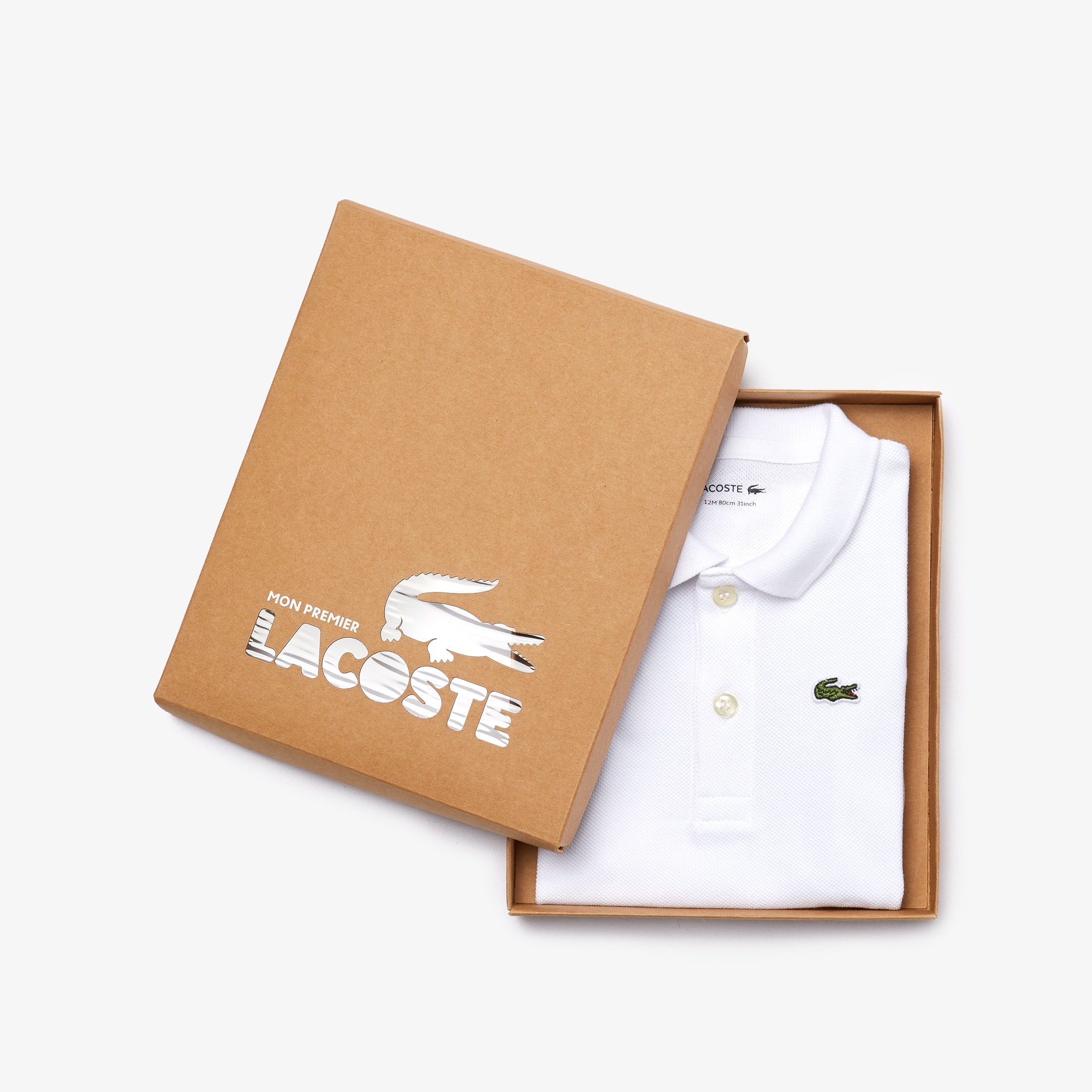 Body bébé en piqué de coton bio avec boîte en carton recyclé Coffrets Cadeaux - Blanc - Lacoste - Enfant