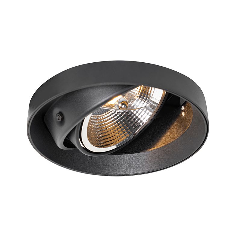 Moderne inbouwspot zwart GU10 AR111 rond trimless - Oneon