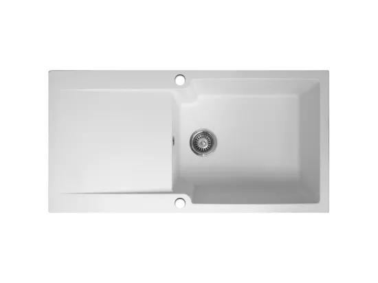 Lisse évier réversible 1 grande cuve 1 égouttoir en résine blanc - Essebagno