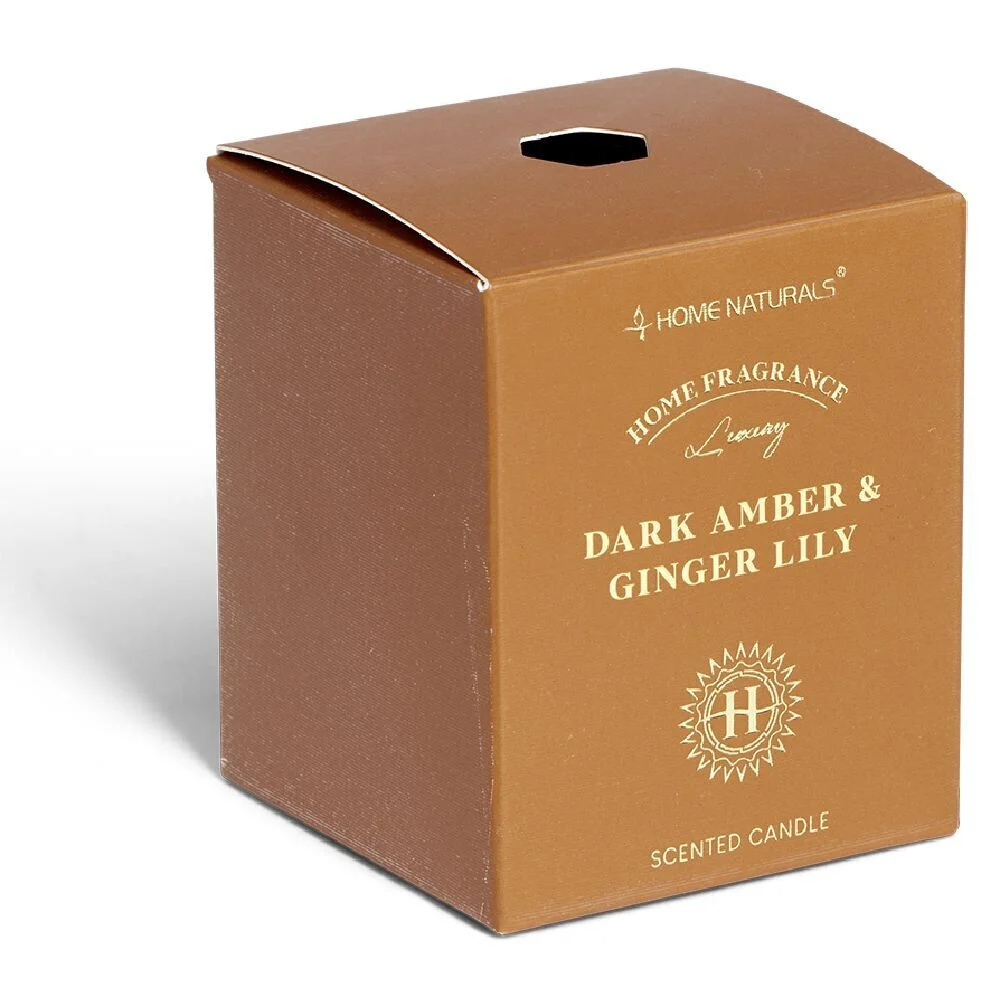Bougie senteur ambre et gingembre dans pot en verre Ø6,4xH7,9cm marron