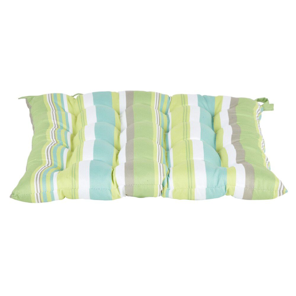 Galette de chaise carrée bayadère vert multicolore x2