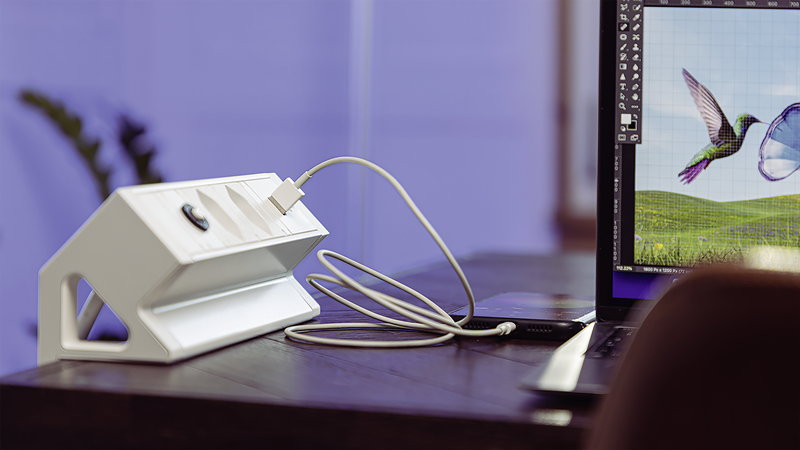 (1.5m) ALU DESK 2-fach Tisch-Steckdosenleiste 2xTyp13   USB C / USB A (50 00085) - Weiss