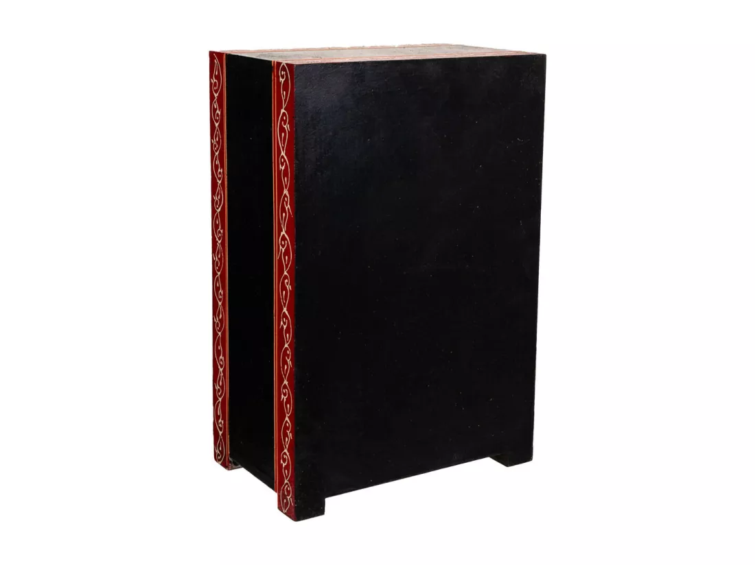 Boîte à bijoux en bois peint artisanalement noir 19x11,5x28,5h