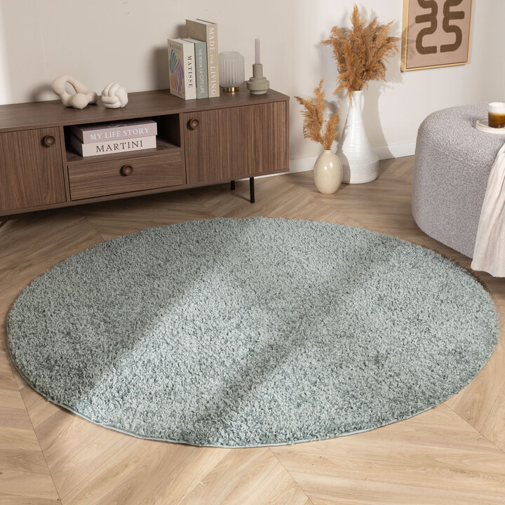 Rond Hoogpolig vloerkleed -  Wish Blauw/Groen