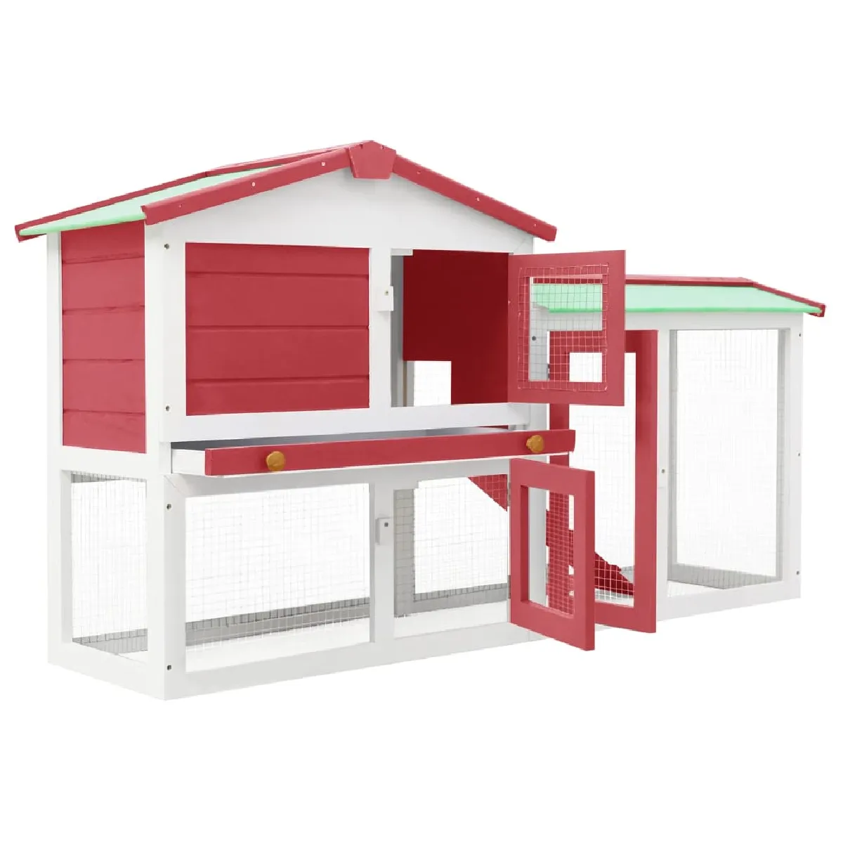 vidaXL Clapier d'extérieur Rouge et blanc 145x45x84 cm