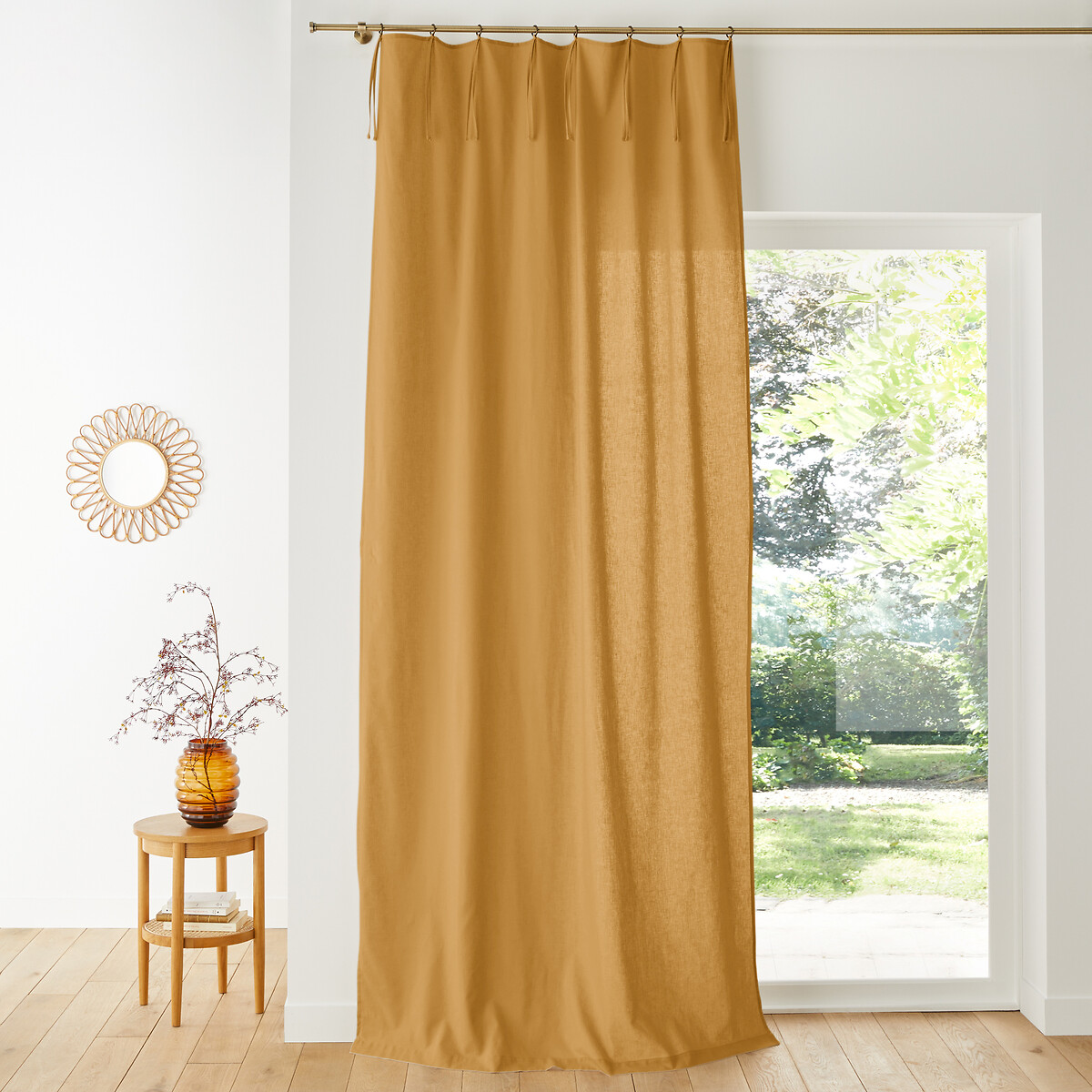 LA REDOUTE INTERIEURS<br>Cortina de meio linho com acabamento em laços e ilhós, Lincot
