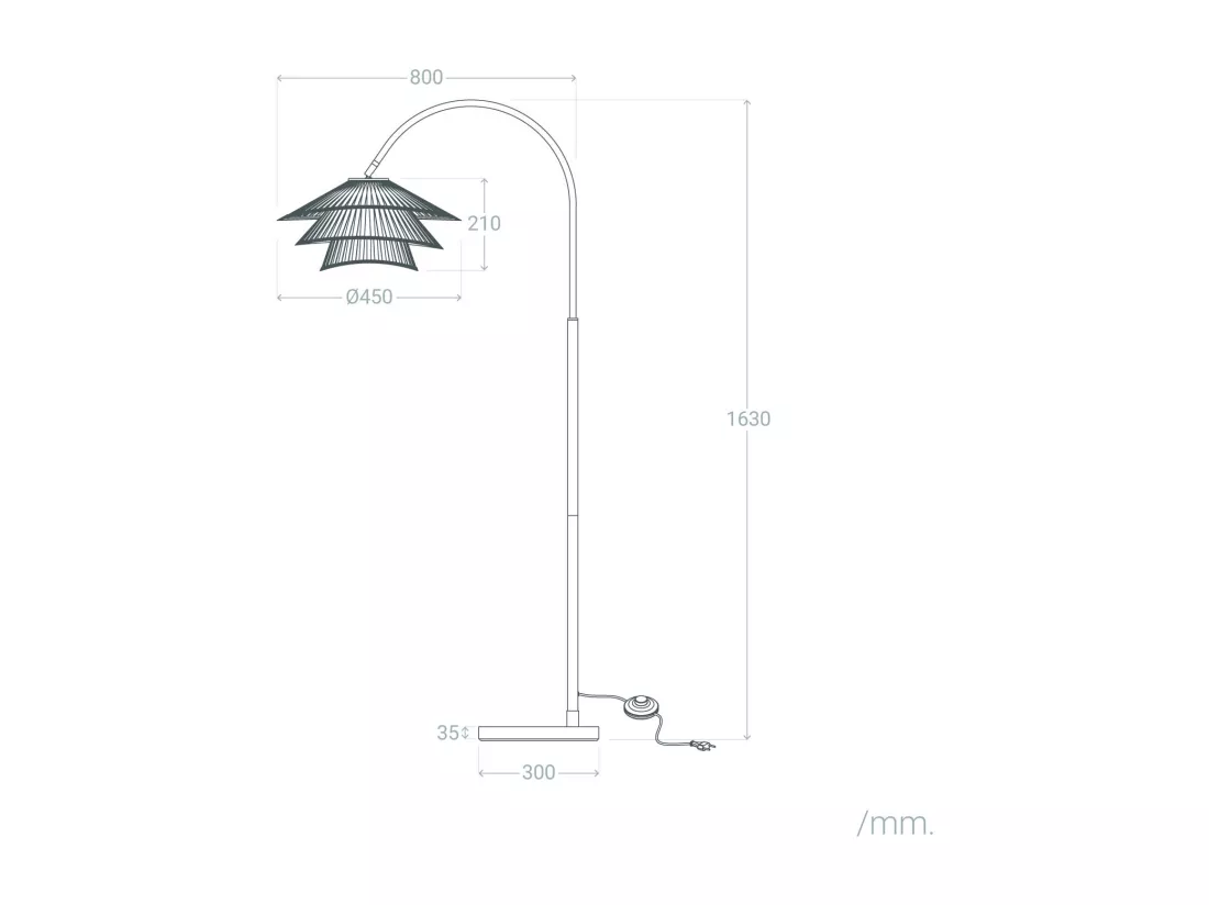 Lampadaire Métal et Bambou Ailén Blanc