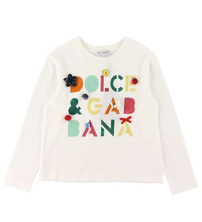 Dolce & Gabbana Pullover - Weiß m. Text/Knöpfe