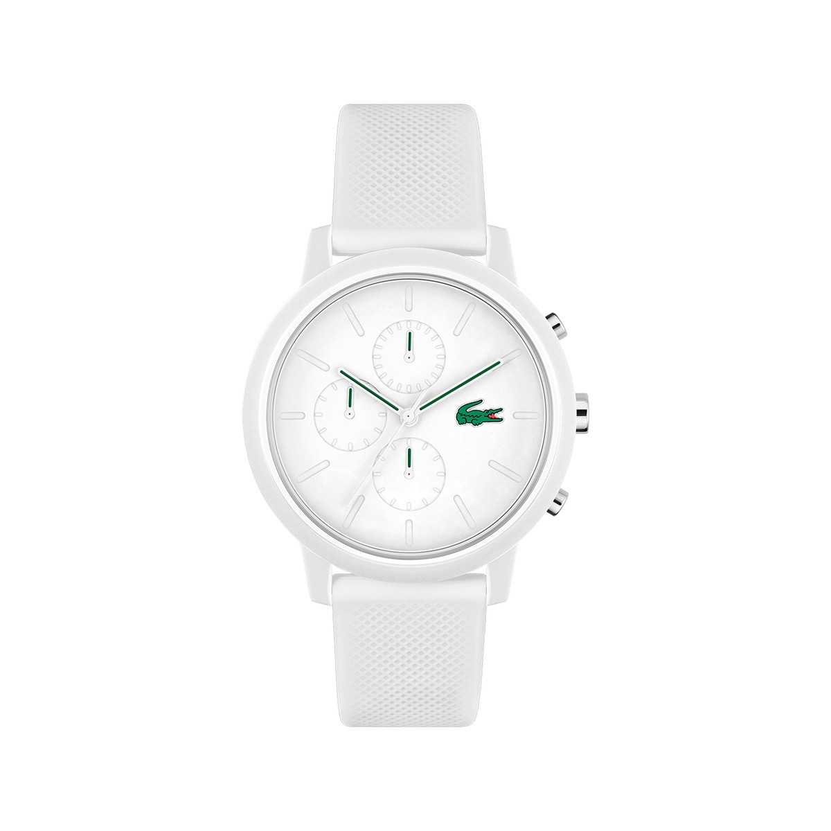 Montre LACOSTE.12.12 chrono homme bracelet silicone blanc