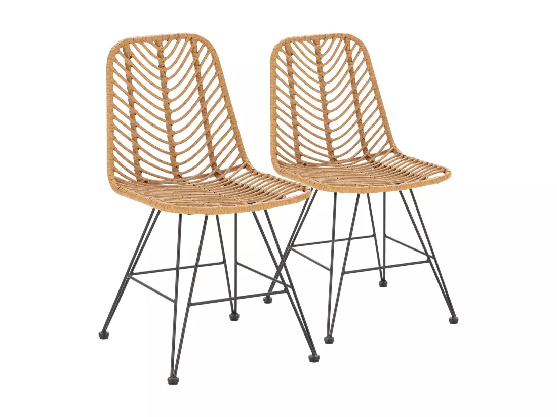 Pack de 2 chaises de salle à manger ou de jardin Emi Ratan/Noir
