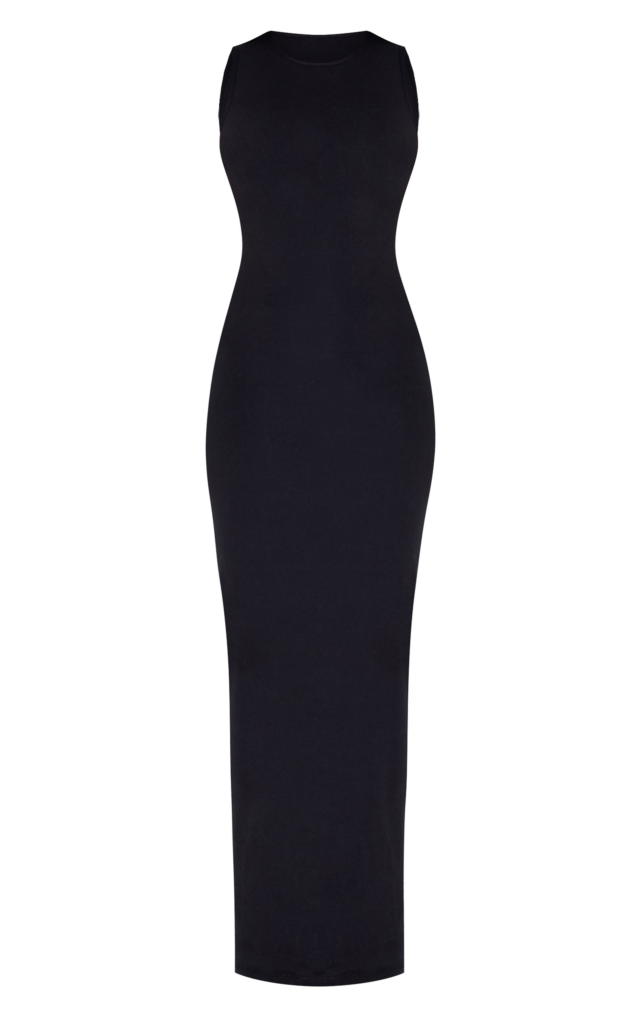 Noir Robe Maxi Moulante Sculptante À Dos Nageur