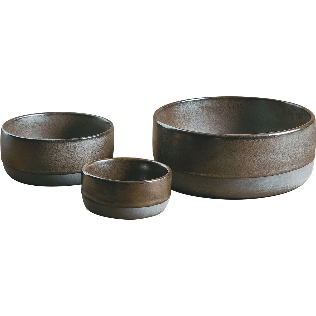 RAW Sett med 3 skåler, Metallic Brown