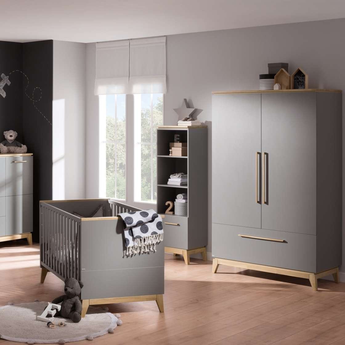PAIDI Kinder-Drehtürenschrank STEN grau/ braun