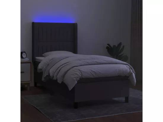 Sommier tapissier avec matelas et LED Gris foncé 90x190cm Tissu