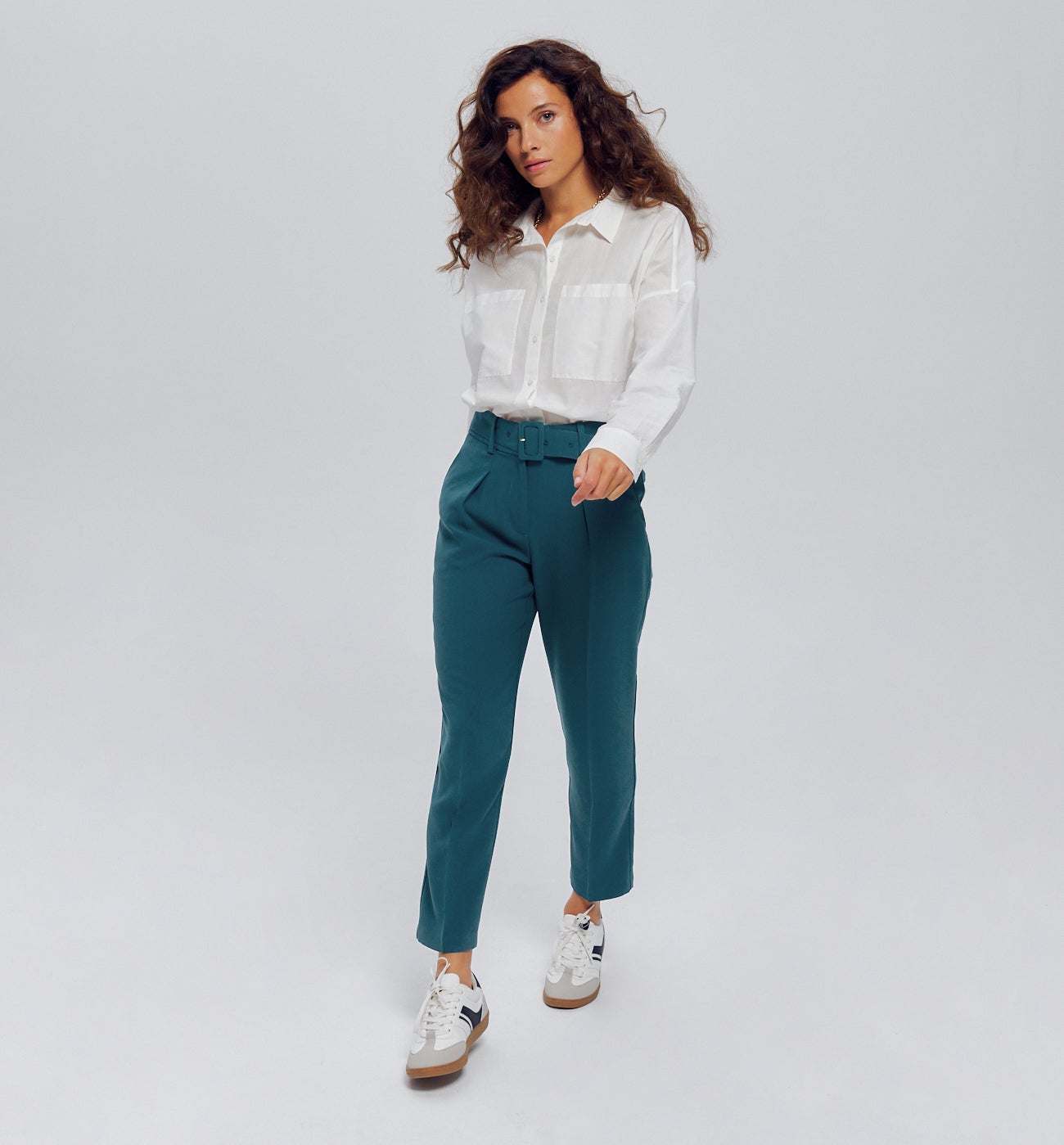 Pantalon à pinces Femme - Vert émeraude