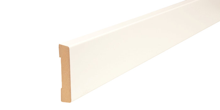Indfatning glat MDF hvid - 14 x 65 x 2200 mm