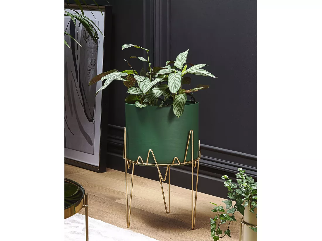 Cache-pot sur pied KALANDRA Métal 28 cm Vert foncé