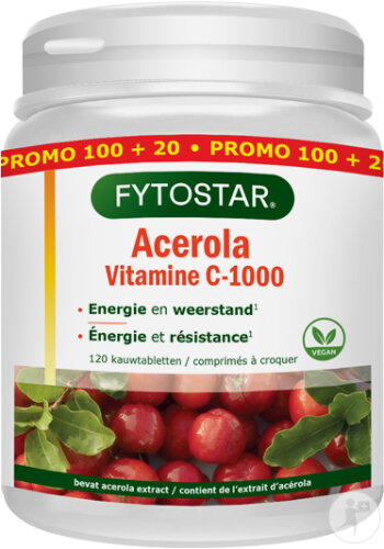 Fytostar Vitamine C-1000 Acerola Complément Alimentaire 120 Comprimés À Croquer