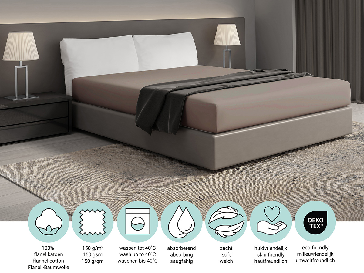 DoubleDry Flanel 90x200 cm hoeslaken - beige