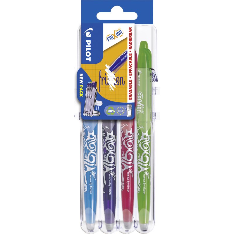 Stylo roller Pilot Frixion Ball effaçable écriture fine - Set de 4 couleurs fun